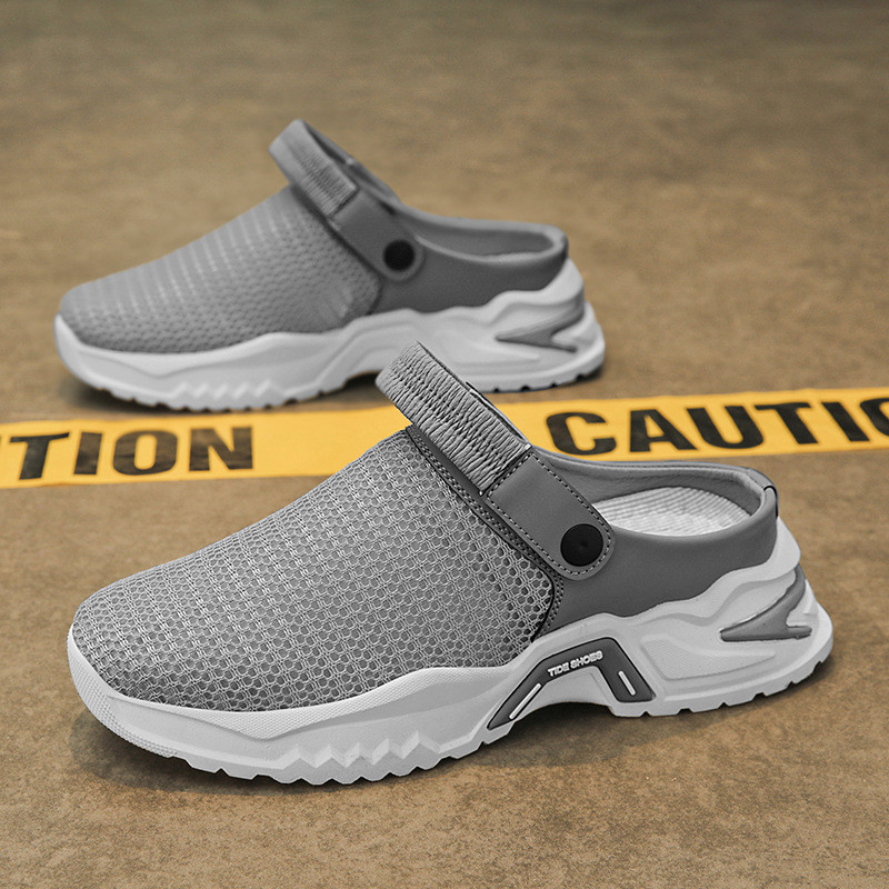 Papuče Ljeto 2024. Novi stil Leteći Mrežasti Prozračni Šuplji Lagani Mekani donji dio Muški sportski prsti Gazeći poluslip