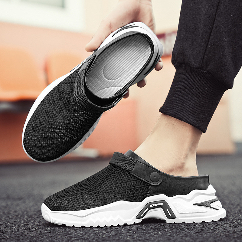 Papuče Ljeto 2024. Novi stil Leteći Mrežasti Prozračni Šuplji Lagani Mekani donji dio Muški sportski prsti Gazeći poluslip