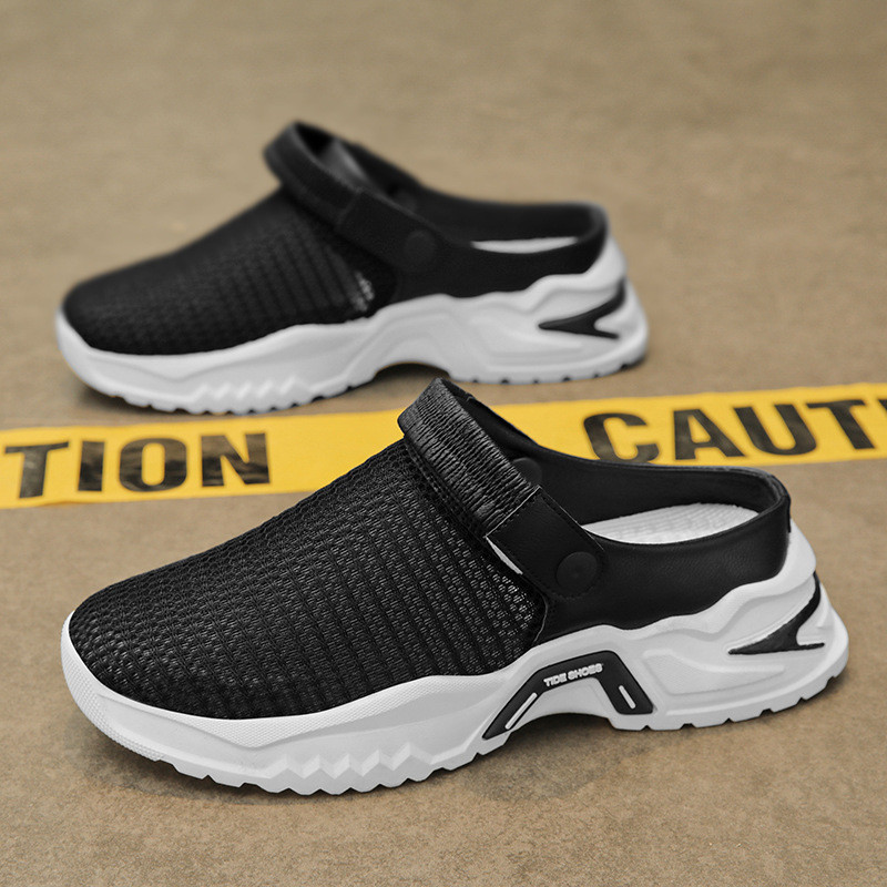 Papuče Ljeto 2024. Novi stil Leteći Mrežasti Prozračni Šuplji Lagani Mekani donji dio Muški sportski prsti Gazeći poluslip