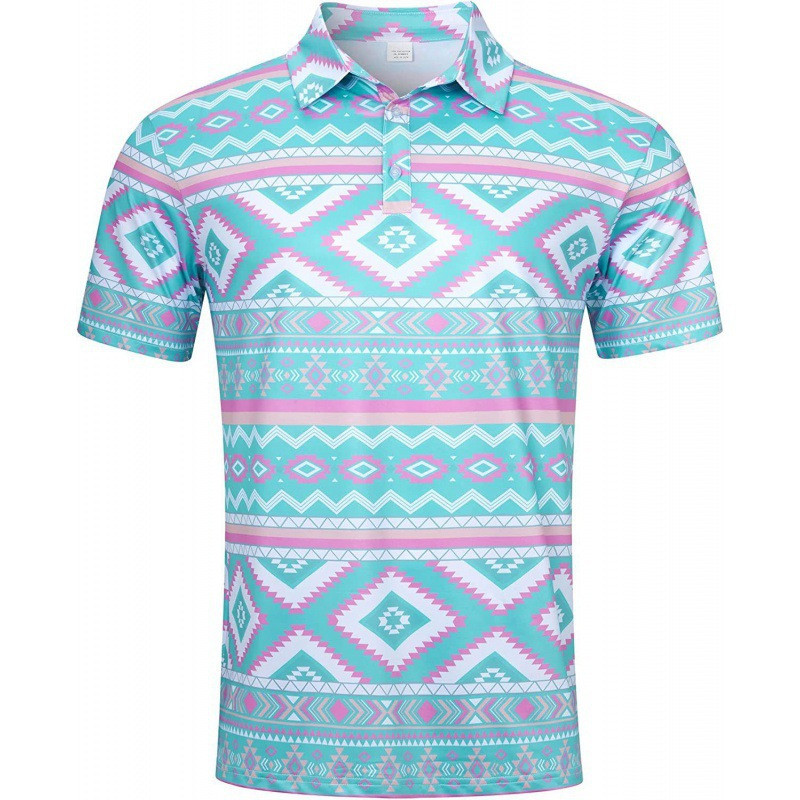 2024-es új, határon átnyúló férfi rövid ujjú póló ing gyorsan száradó 3D nyomtatott vidám nedvességelvezető golfing