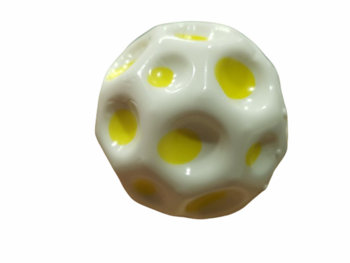 Играчка Топка, Moon Ball, Подскачаща, Бяло/Жълт, 7 см