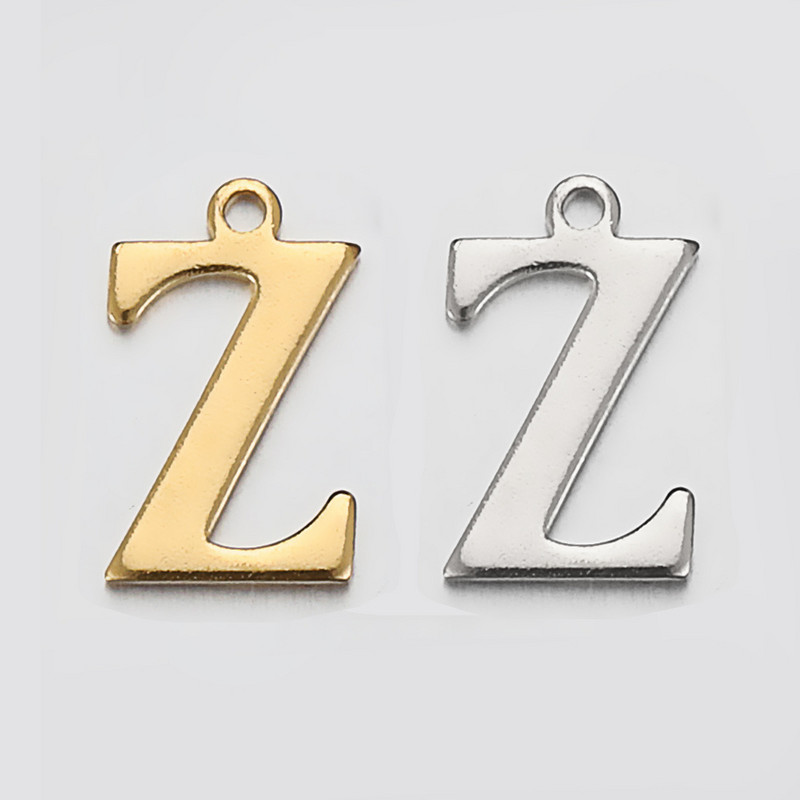 Точкова огледално полирана неръждаема стомана златни букви 8 мм перфорирана висулка 26 английски букви AZ мъниста направи си сам