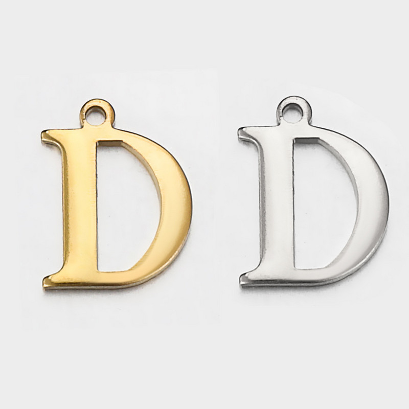 Точкова огледално полирана неръждаема стомана златни букви 8 мм перфорирана висулка 26 английски букви AZ мъниста направи си сам