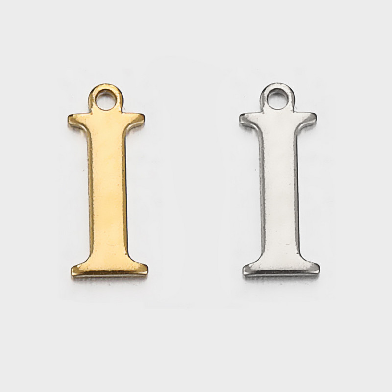 Точкова огледално полирана неръждаема стомана златни букви 8 мм перфорирана висулка 26 английски букви AZ мъниста направи си сам