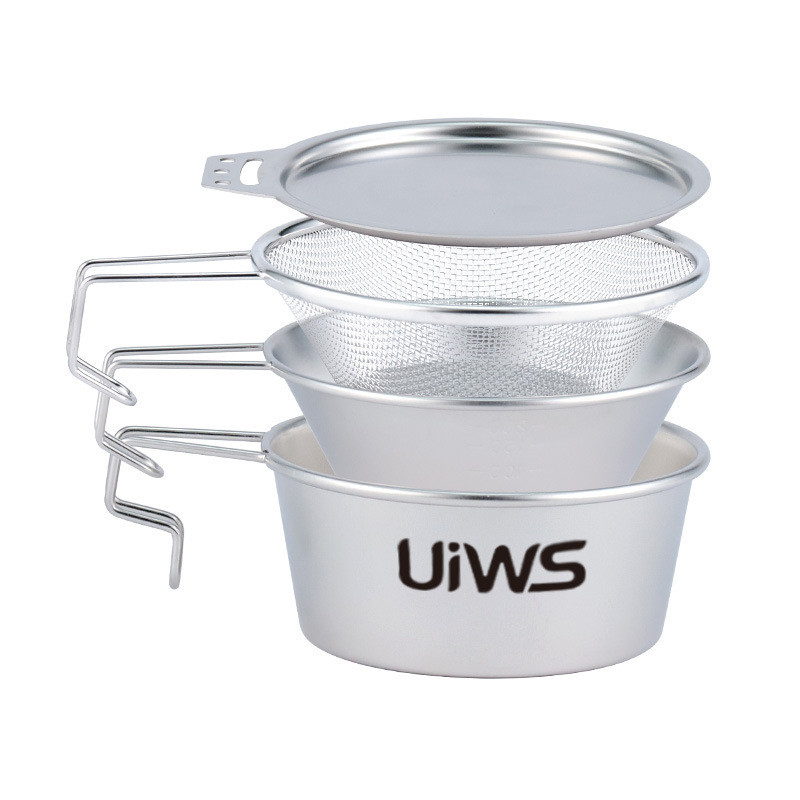 Нови постъпления, домакински комплект за къмпинг, съдове, съдове, съдове за къмпинг на открито, мрежа, незалепващо покритие, комплект от четири части, удобни съдове