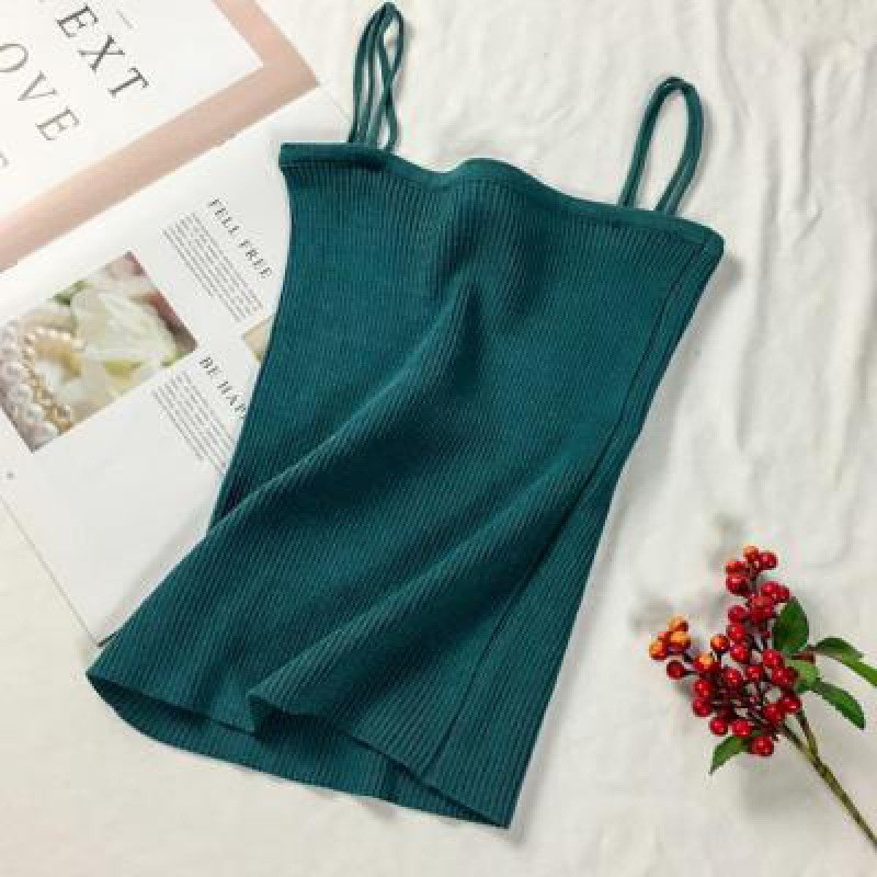 Jednostavna i fleksibilna pletena košulja s dvostrukim naramenicama u korejskom stilu Ženska odjeća