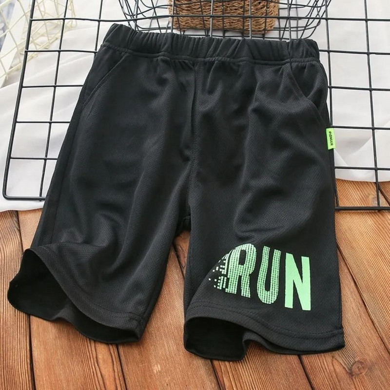 Момчета и деца летни тънки дишащи шорти средни и големи детски момчета бързосъхнещи панталони летни ежедневни спортни панталони готини