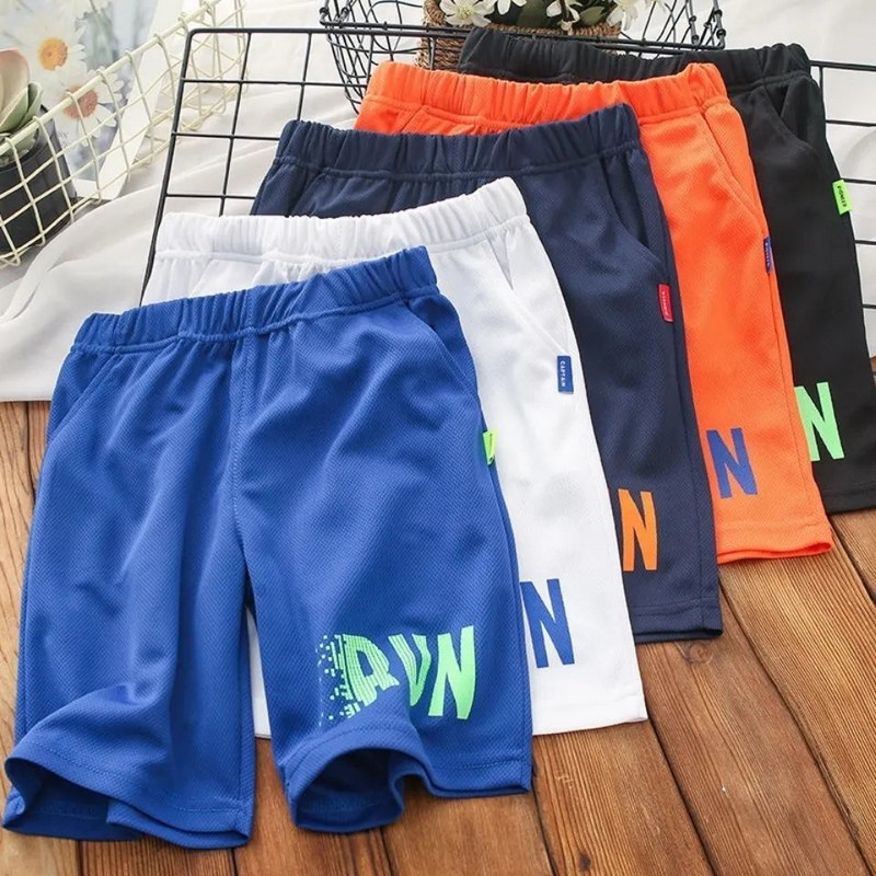 Момчета и деца летни тънки дишащи шорти средни и големи детски момчета бързосъхнещи панталони летни ежедневни спортни панталони готини