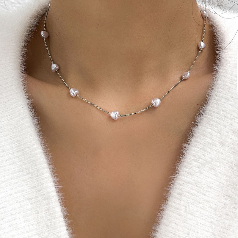 Europska i američka ljetna ins stil niša biserna ljubavna ogrlica slatka cool vruća djevojka modna ogrlica od perli žene na veliko