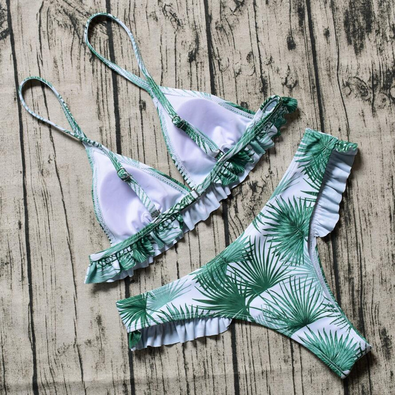 2019-es szexi nyomott női strandbikini, kétrészes háromszög bikini