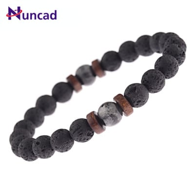 NUNCAD Stone Volcano Flash Stone Wood Piece Beaded Bracelet Jewerly χονδρική καλής ποιότητας