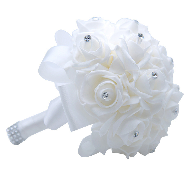 Buchet de mireasă european și american pe, panglică de nuntă, buchet de flori simulat, producător de articole de nuntă D746, preț real