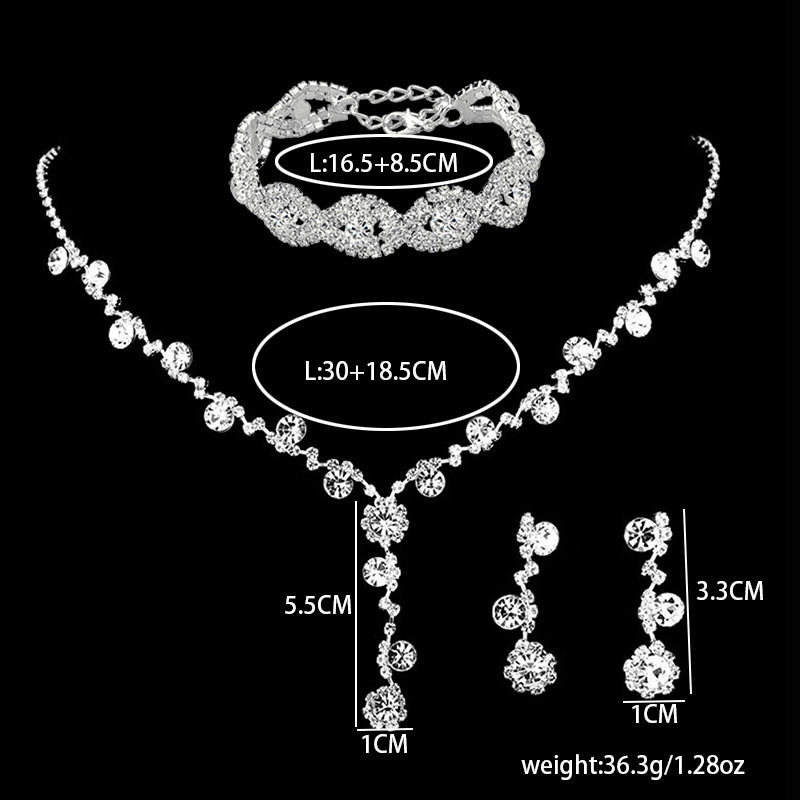 Μοντέρνα ευρωπαϊκά και αμερικανικά μικρά λουλούδια κρυστάλλινα κολιέ σκουλαρίκια κρυστάλλινο βραχιόλι νύφη γάμος παράνυμφος σετ κοσμημάτων γάζα 
