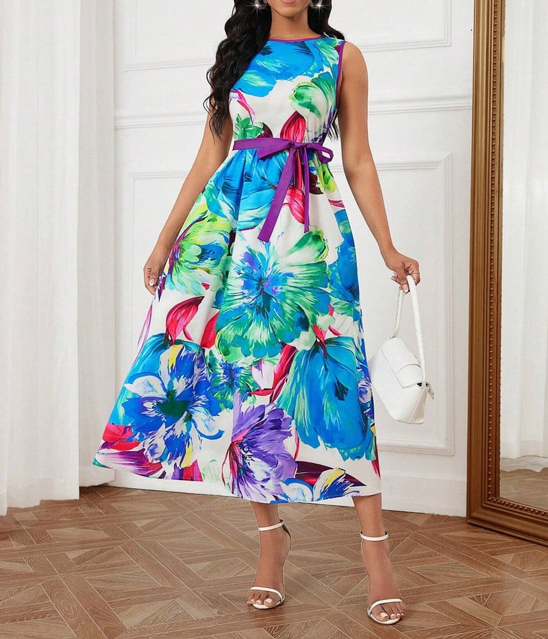 Novi proizvod Prekogranične europske i američke haljine 2024. Proljeće i ljeto Svježe i slatke ženske elegantne suknje s printom