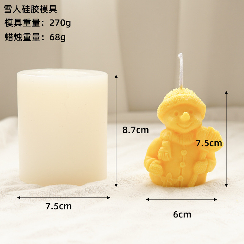 Коледна свещ за снежен човек, силиконова форма, ръчно изработена ароматна свещ, направи си сам силиконова форма, сладка форма за свещ за снежен човек