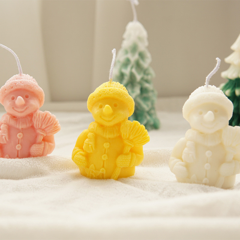 Коледна свещ за снежен човек, силиконова форма, ръчно изработена ароматна свещ, направи си сам силиконова форма, сладка форма за свещ за снежен човек