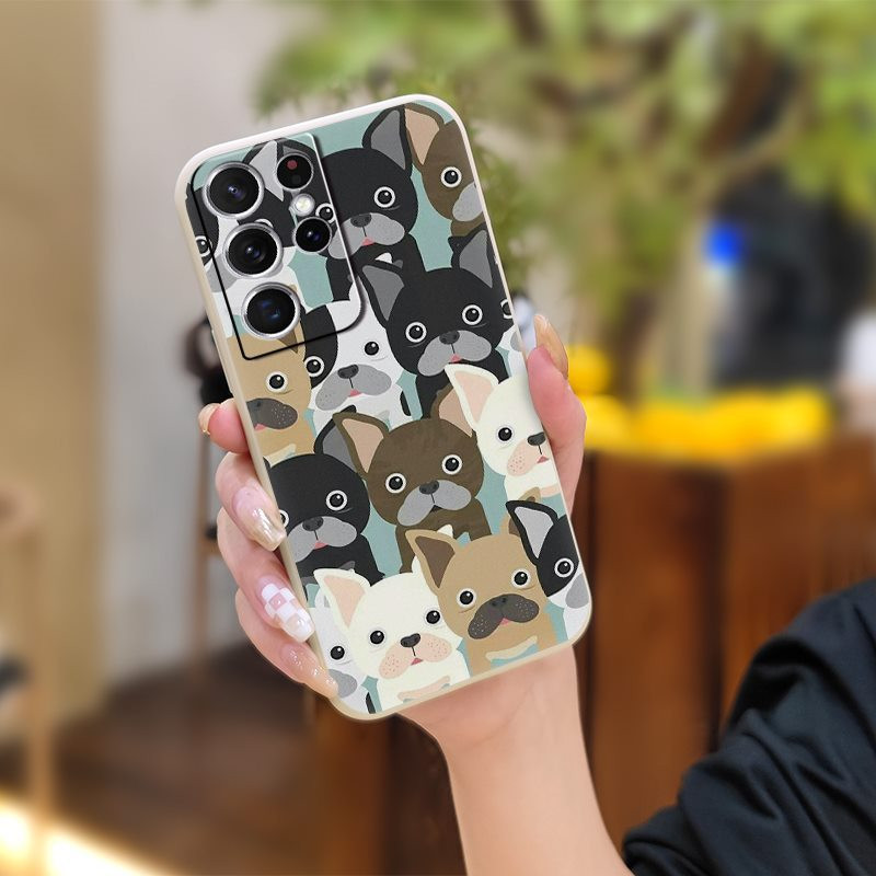 Подходящ за калъф за мобилен телефон Samsung охлаждащ течен силикон двойка личност карикатура младежка тенденция нов стил забавен и прост