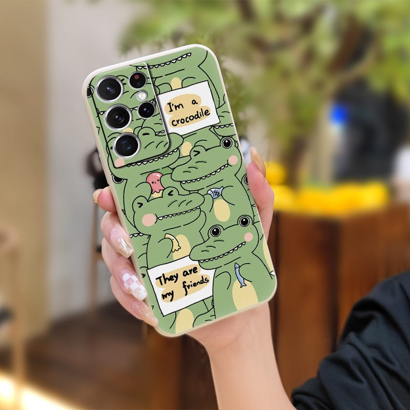 Подходящ за калъф за мобилен телефон Samsung охлаждащ течен силикон двойка личност карикатура младежка тенденция нов стил забавен и прост