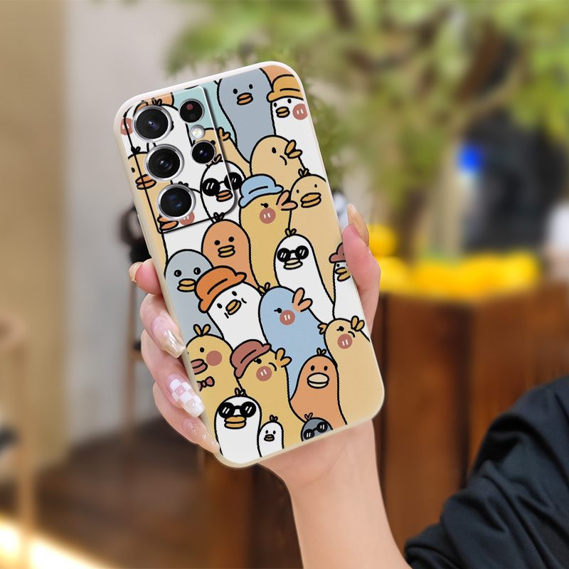 Подходящ за калъф за мобилен телефон Samsung охлаждащ течен силикон двойка личност карикатура младежка тенденция нов стил забавен и прост