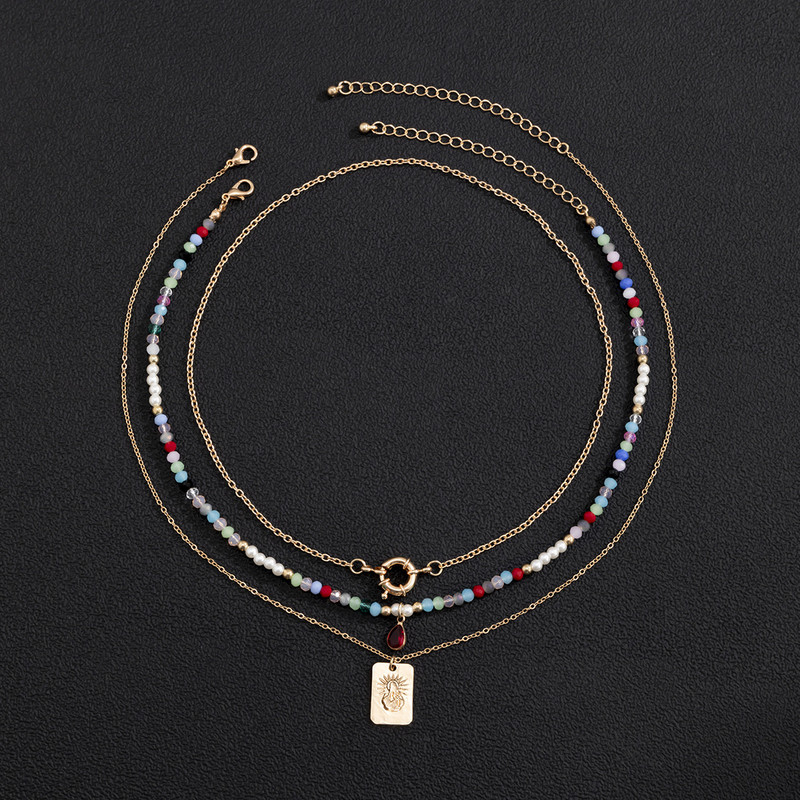 Europski i američki prekogranični nakit, retro boja, privjesak u obliku kapi vode, lanac za ključnu kost, niša, imitacija kristalnog lanca, dizajn ogrlice