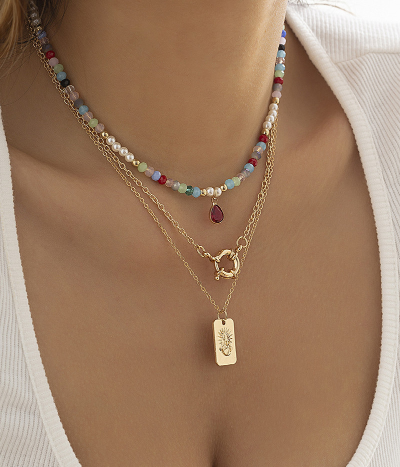 Europski i američki prekogranični nakit, retro boja, privjesak u obliku kapi vode, lanac za ključnu kost, niša, imitacija kristalnog lanca, dizajn ogrlice