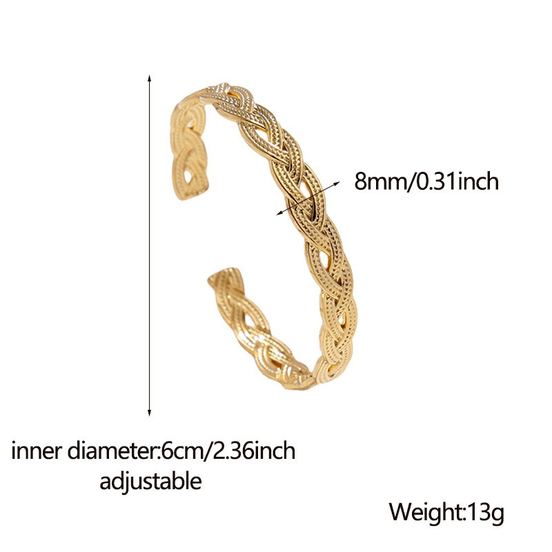 Европейска и американска плетена гривна от титаниева стомана за жени, не избледняваща, универсална отворена гривна от неръждаема стомана, външна търговия креативни ръчни бижута