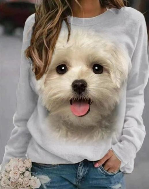 2023 Európai és amerikai külkereskedelmi népszerű 3D kerek nyakú pulóver nőknek aranyos macskaképekkel Európai és amerikai külkereskedelmi női egyrészes, egyenes hajú ruha