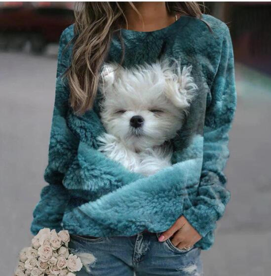 2023 Európai és amerikai külkereskedelmi népszerű 3D kerek nyakú pulóver nőknek aranyos macskaképekkel Európai és amerikai külkereskedelmi női egyrészes, egyenes hajú ruha