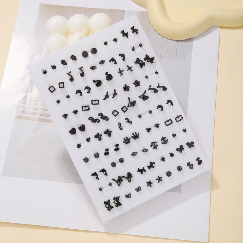 Малки пресни 50 чифта малки обеци за креативни студентки обеци с цветя звезда комплект обеци