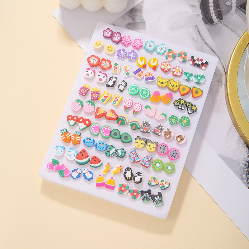 Малки пресни 50 чифта малки обеци за креативни студентки обеци с цветя звезда комплект обеци