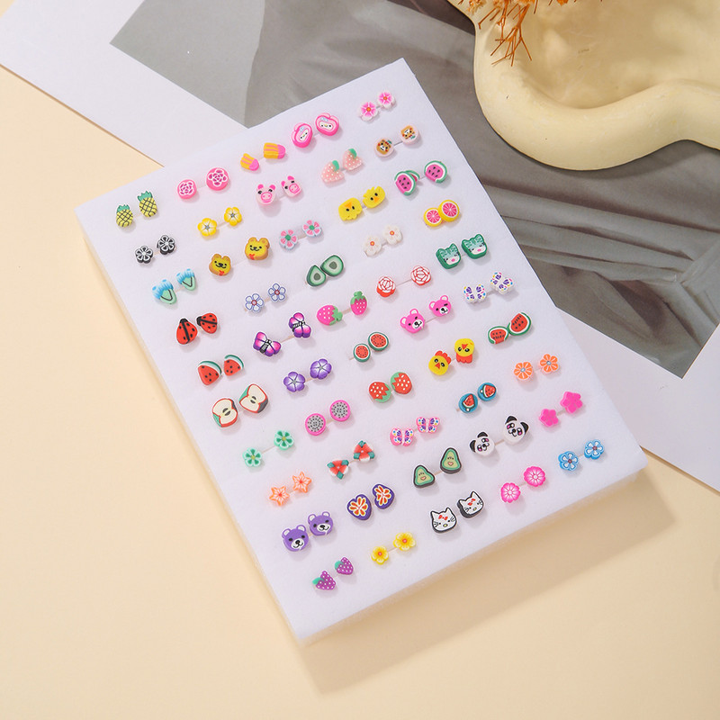 Малки пресни 50 чифта малки обеци за креативни студентки обеци с цветя звезда комплект обеци