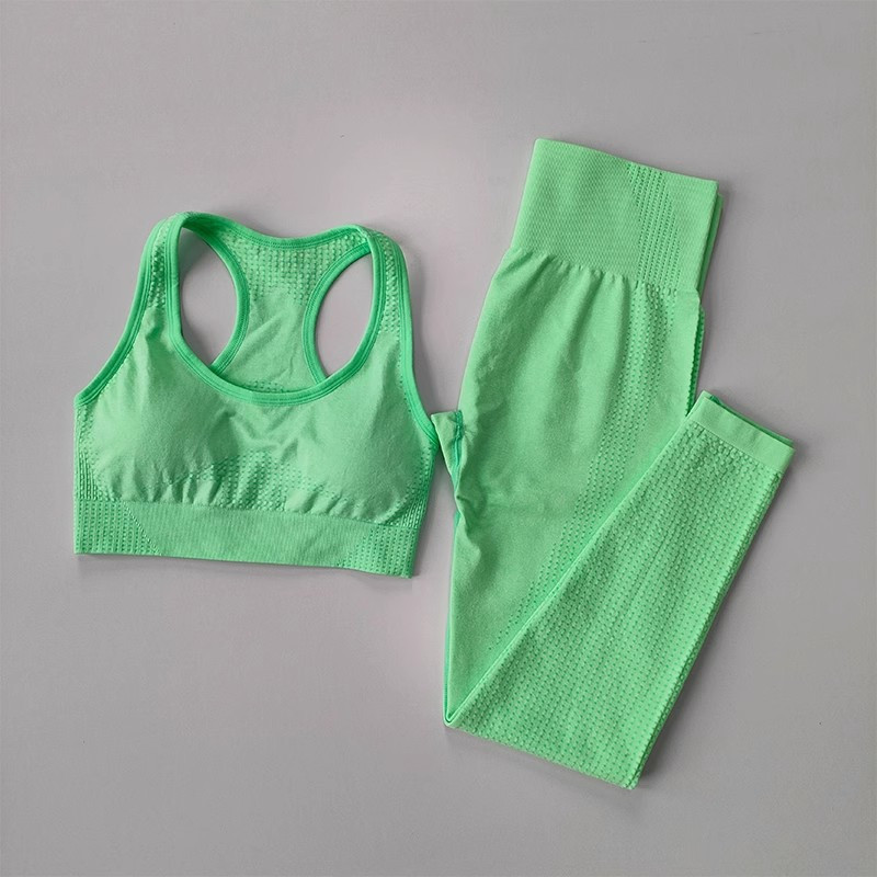 Europietiškas ir amerikietiškas besiūlis jogos kostiumas moterims, dviejų dalių liemenėlė + taškuotos kelnės, greitai džiūstantis fitneso kostiumas, jogos drabužiai