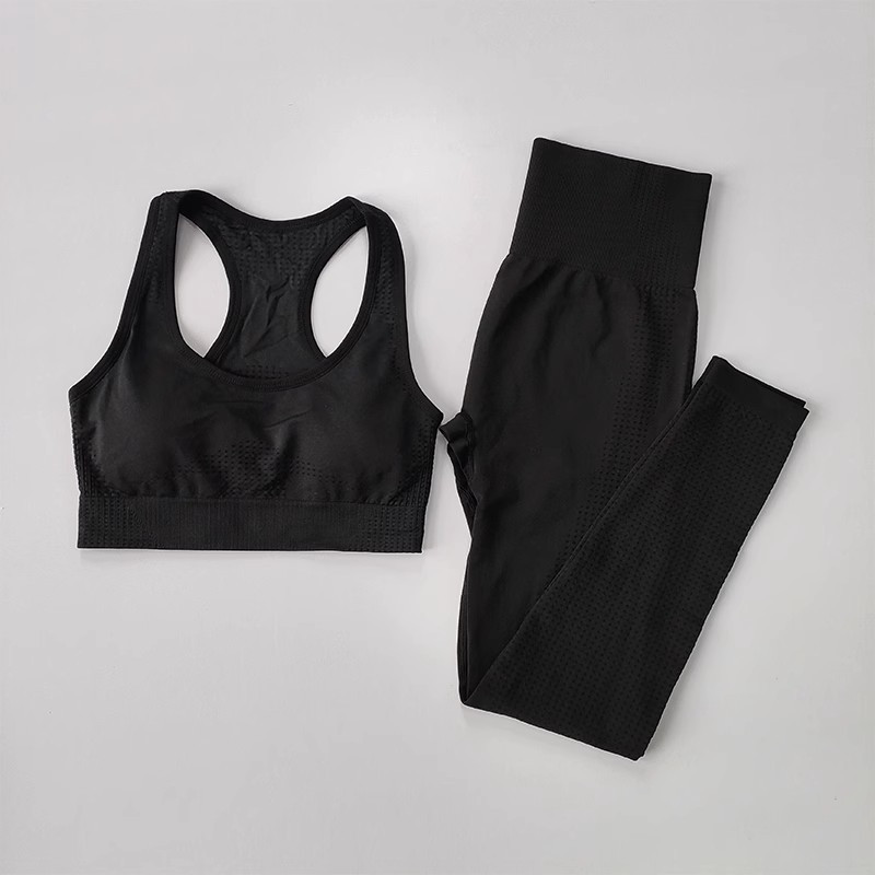 Europietiškas ir amerikietiškas besiūlis jogos kostiumas moterims, dviejų dalių liemenėlė + taškuotos kelnės, greitai džiūstantis fitneso kostiumas, jogos drabužiai