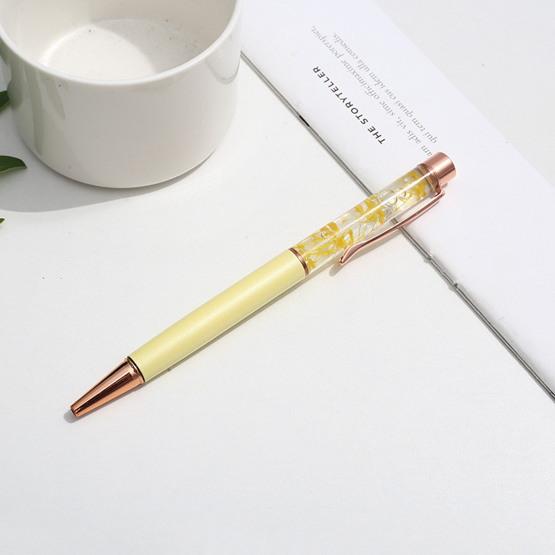 Kūrybinis sausų gėlių aliejaus rašiklis „pasidaryk pats“ tuščias vamzdelis spalvotas rašiklis mergaitei širdelė raštinės reikmenys reklaminė dovana krištolo rašiklis didmeninė prekyba