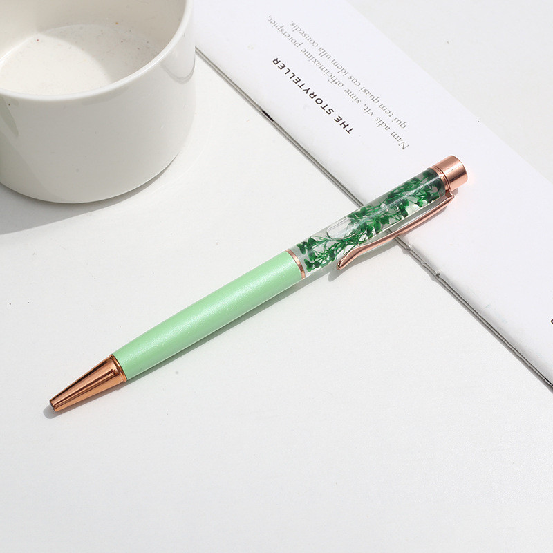 Kūrybinis sausų gėlių aliejaus rašiklis „pasidaryk pats“ tuščias vamzdelis spalvotas rašiklis mergaitei širdelė raštinės reikmenys reklaminė dovana krištolo rašiklis didmeninė prekyba