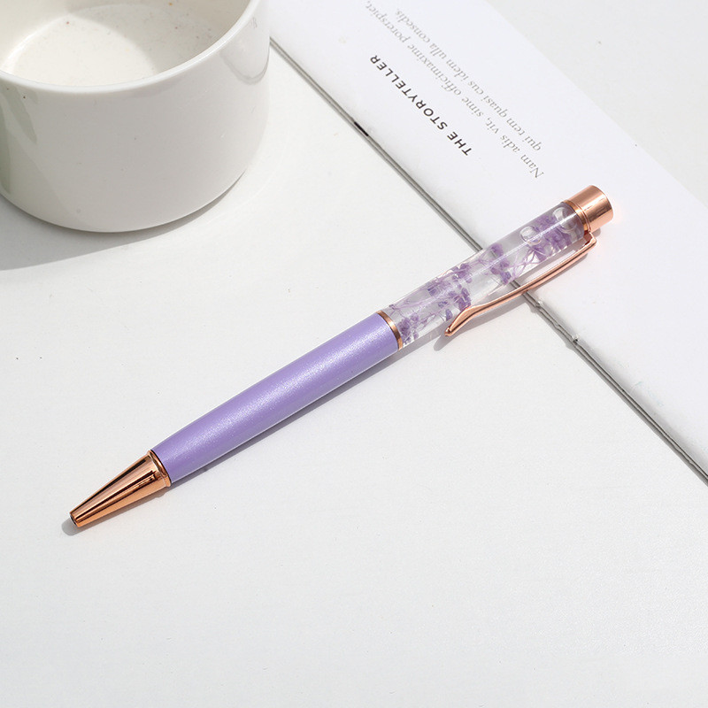 Kūrybinis sausų gėlių aliejaus rašiklis „pasidaryk pats“ tuščias vamzdelis spalvotas rašiklis mergaitei širdelė raštinės reikmenys reklaminė dovana krištolo rašiklis didmeninė prekyba