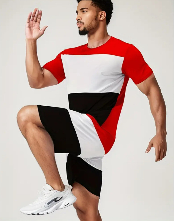 2023 nyári férfi külkereskedelmi alkalmi öltöny népszerű európai és amerikai rövid ujjú kétrészes sportdivat férfi