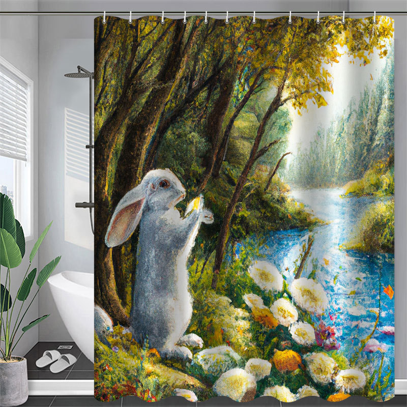 Perkamiausios velykinės dušo užuolaidos atostogų namų apdaila Vonios užuolaidos Bunny Egg Velykų dušo užuolaidos