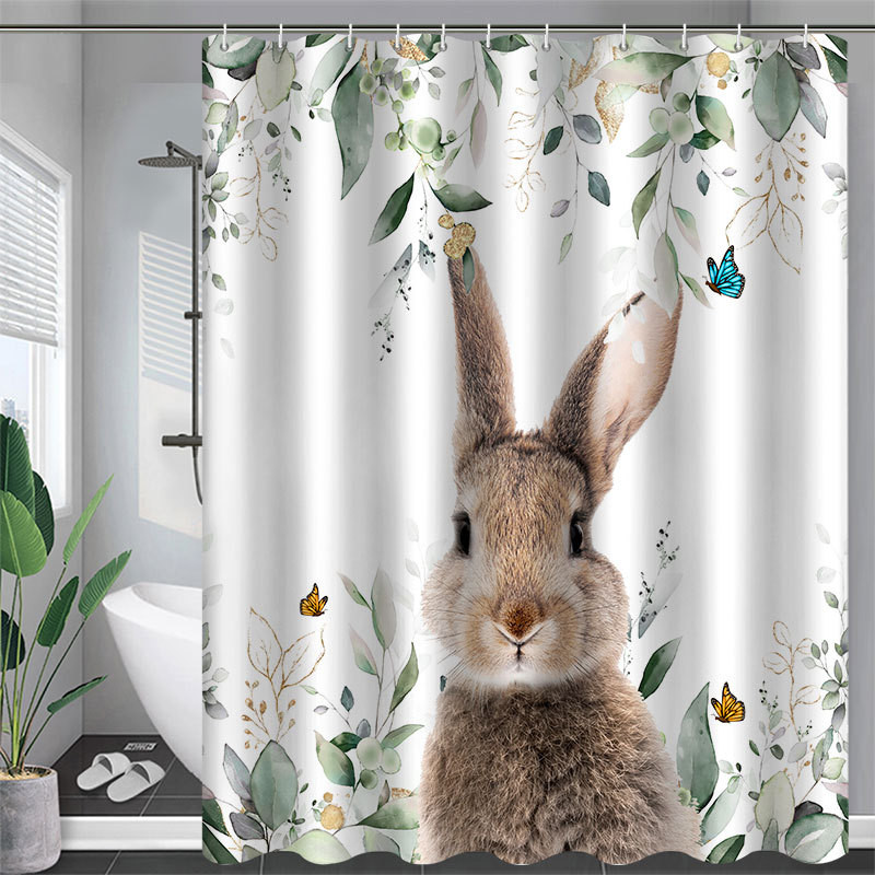 Perkamiausios velykinės dušo užuolaidos atostogų namų apdaila Vonios užuolaidos Bunny Egg Velykų dušo užuolaidos