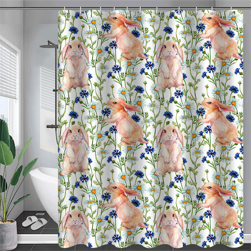 Perkamiausios velykinės dušo užuolaidos atostogų namų apdaila Vonios užuolaidos Bunny Egg Velykų dušo užuolaidos