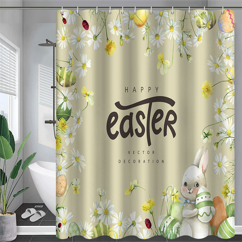 Perkamiausios velykinės dušo užuolaidos atostogų namų apdaila Vonios užuolaidos Bunny Egg Velykų dušo užuolaidos