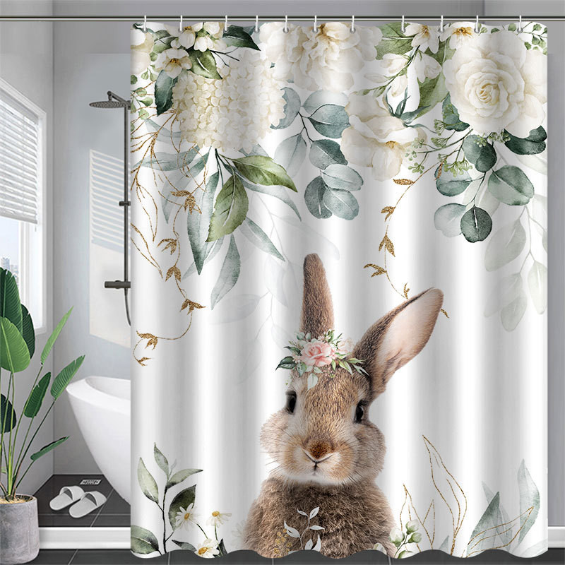 Perkamiausios velykinės dušo užuolaidos atostogų namų apdaila Vonios užuolaidos Bunny Egg Velykų dušo užuolaidos