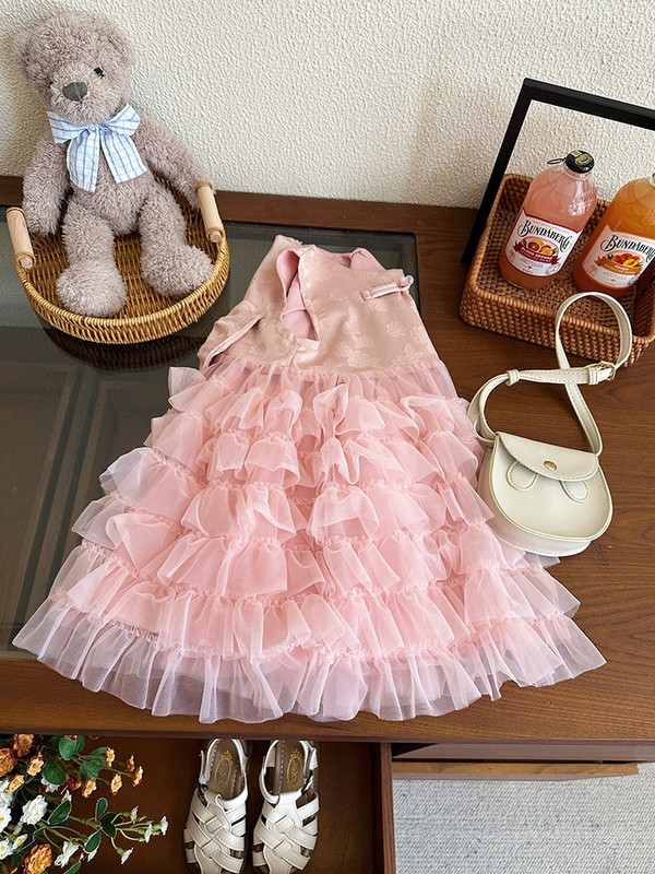 Haljina za djevojčice Ljeto 2024. Nova dječja suknja bez rukava Buff Gaze suknja Dječja ljetna haljina Haljina princeze u zapadnom stilu