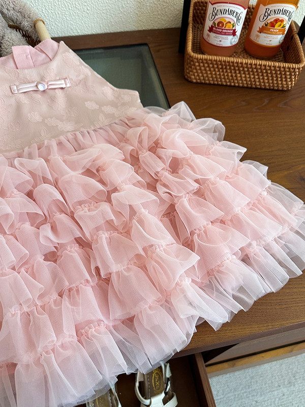 Haljina za djevojčice Ljeto 2024. Nova dječja suknja bez rukava Buff Gaze suknja Dječja ljetna haljina Haljina princeze u zapadnom stilu