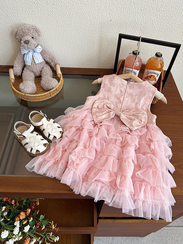 Haljina za djevojčice Ljeto 2024. Nova dječja suknja bez rukava Buff Gaze suknja Dječja ljetna haljina Haljina princeze u zapadnom stilu
