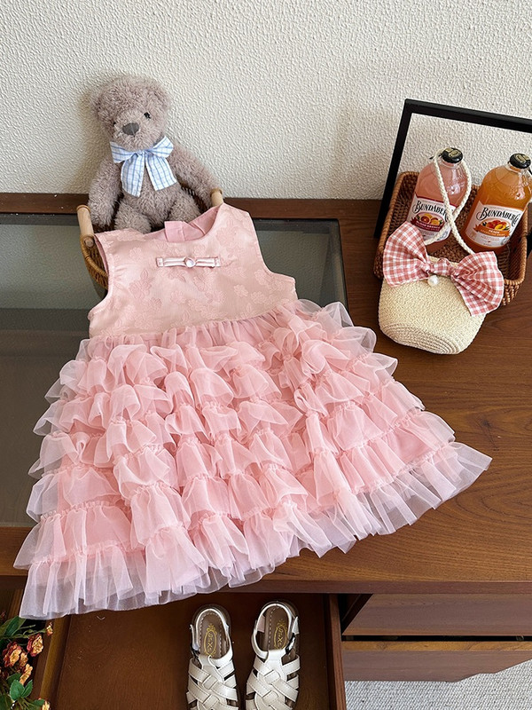 Haljina za djevojčice Ljeto 2024. Nova dječja suknja bez rukava Buff Gaze suknja Dječja ljetna haljina Haljina princeze u zapadnom stilu