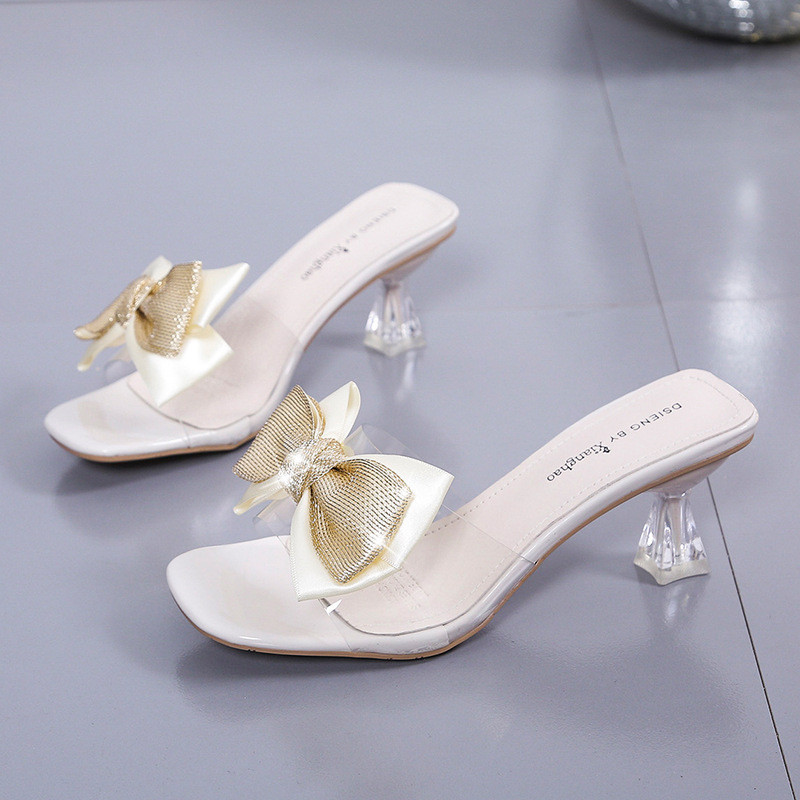 Модни връхни облекла Сандали Дамски флоп на среден ток Лято 2024 Нов стил Модни панделки Универсални високи токчета на едро