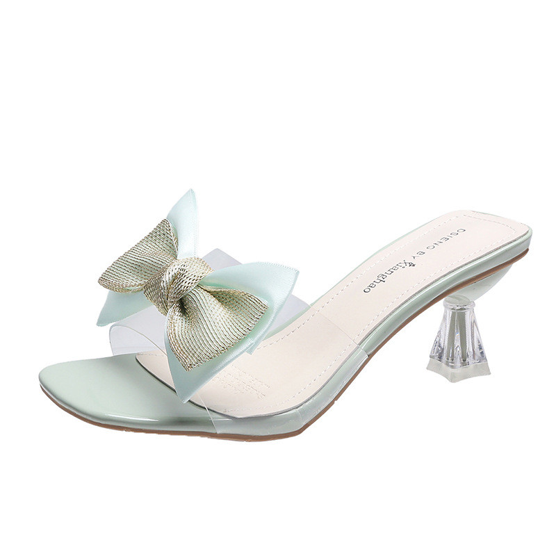 Модни връхни облекла Сандали Дамски флоп на среден ток Лято 2024 Нов стил Модни панделки Универсални високи токчета на едро