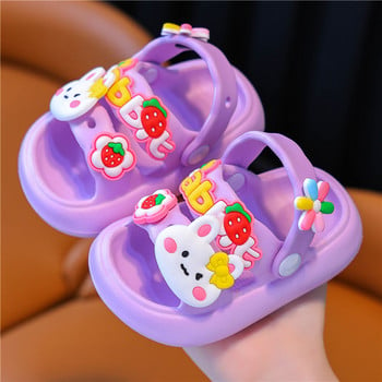 Детски сандали и чехли за бебета момичета през лятото анимационни сладки бански дрехи за деца Сандали с меко дъно принцеса за малки и средни деца