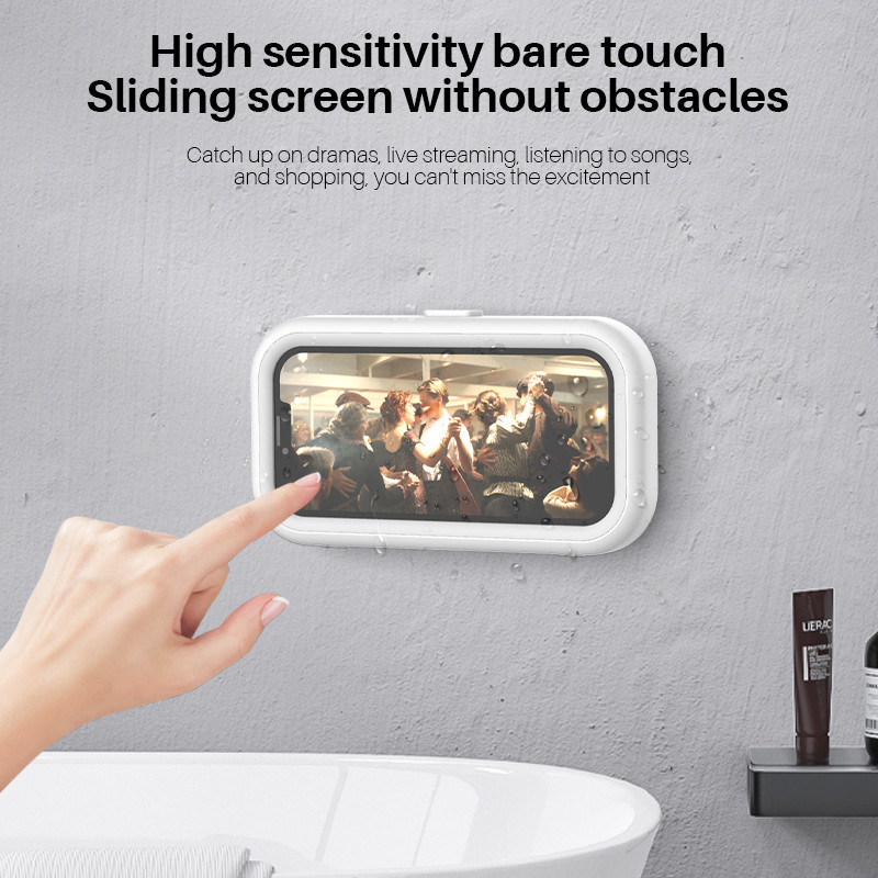 Αδιάβροχο στήριγμα κινητού τηλεφώνου μπάνιου χωρίς τρύπημα Στήριγμα τοίχου μπάνιου Η σχάρα αποθήκευσης κουζίνας μπορεί να περιστραφεί 360 °